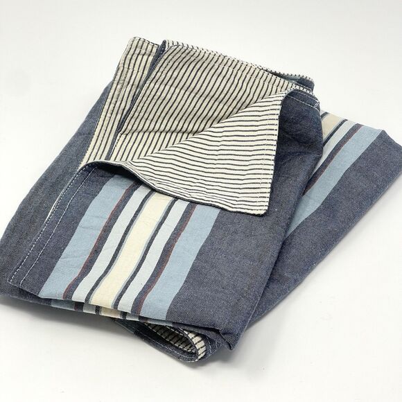 Ralph Lauren Gavin Stripe Standard Zip Pillowcases Set Of 2 Blue Ticking Cotton - Picture 1 of 5